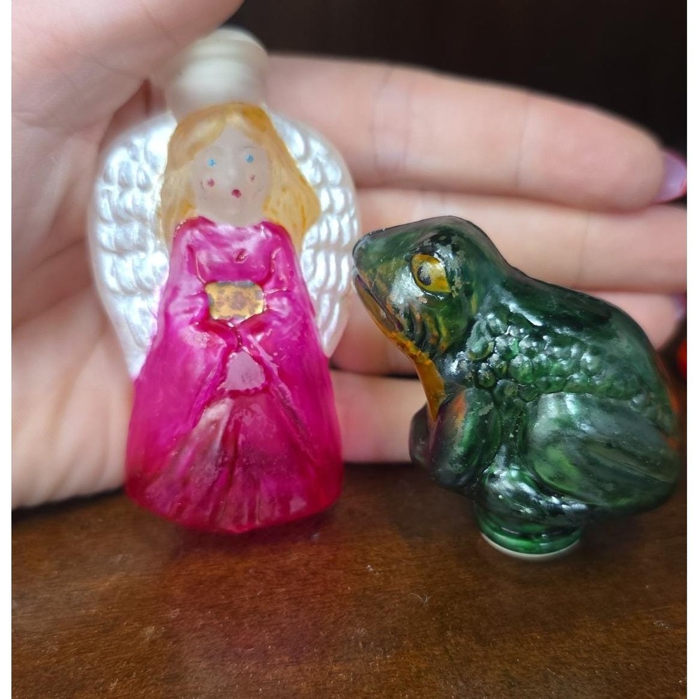Vintage Christmas light covers glass angel frog